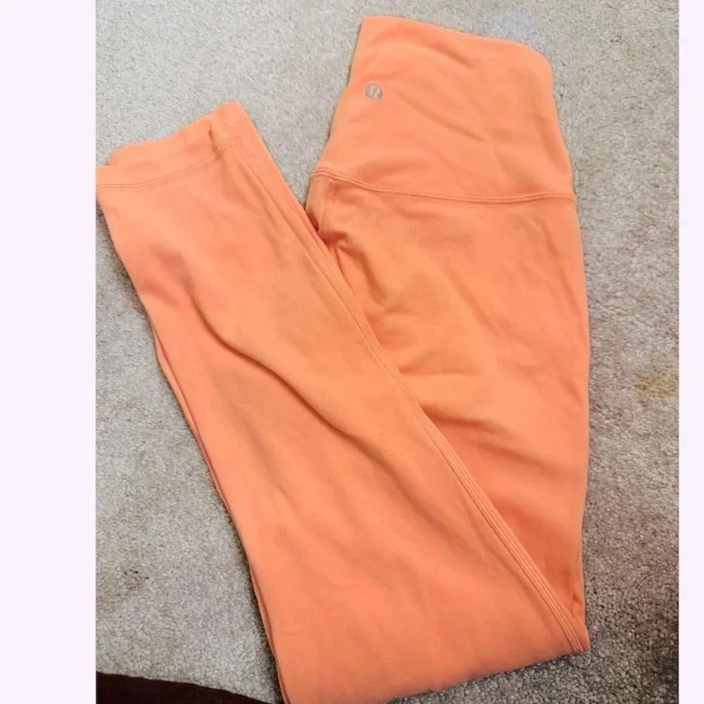 - Lululemon Align High Rise Pant 25” Orange Soda Size 6 Double Lined, NW… - Picture 13 of 14